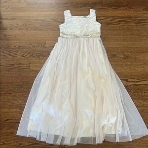 Cream Square Neck Sleeveless Formal Sundress